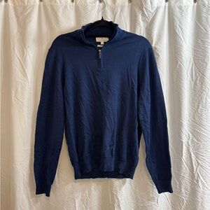 Toscano Firenze Men’s Medium Blue Quarter-Zip Merino Wool Sweatshirt